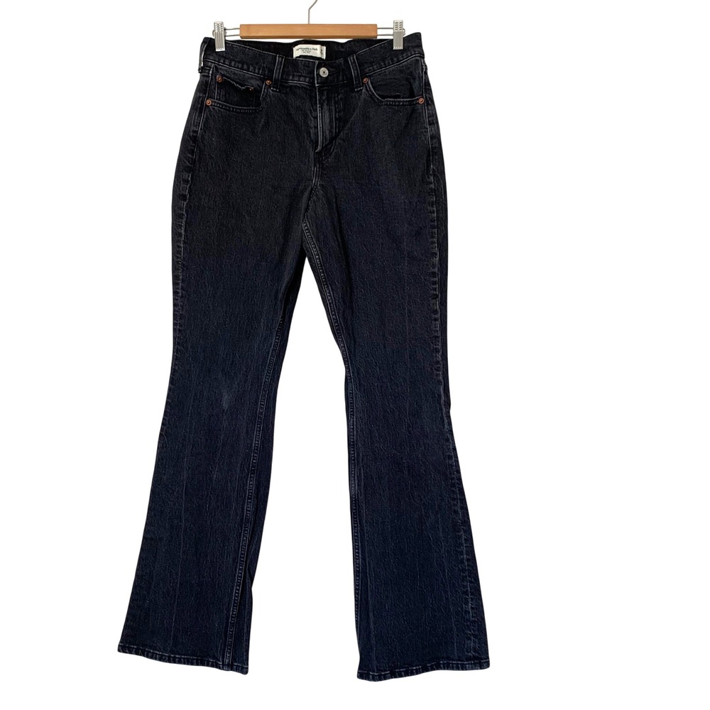 Abercrombie Fitch Bootcut Jeans Women 29 Black Denim Curve Love Mid Rise Grunge